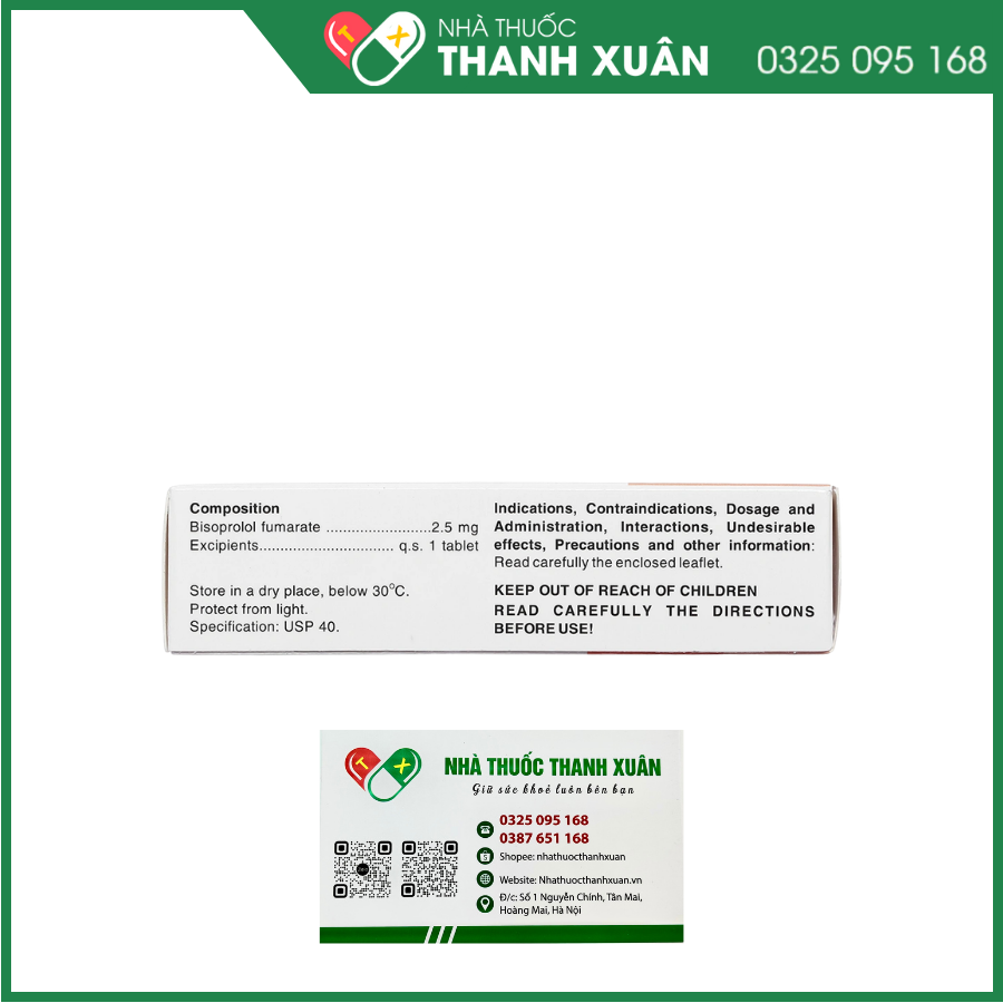 Bihasal 2.5 điều trị tăng huyết áp, đau thắt ngực, suy tim mạn tính
